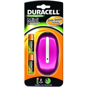 Duracell miniladdare (rosa) +2 AA-cellbatterier