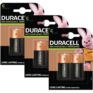 Duracell uppladdningsbara batterier, C-storlek x 6
