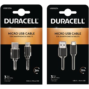 Duracell 1m+2m USB-A till Micro USB-kabel