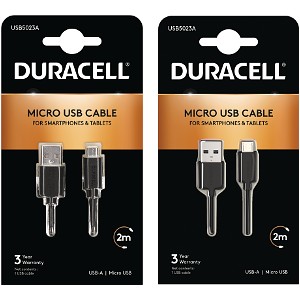 Duracell 1m+2m USB-A till Micro USB-kabel