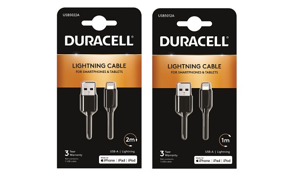 Duracell 1m+2m USB-A till Lightning-kabel